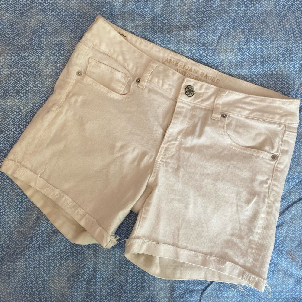 American Eagle Stretch White Cuffed Shorts